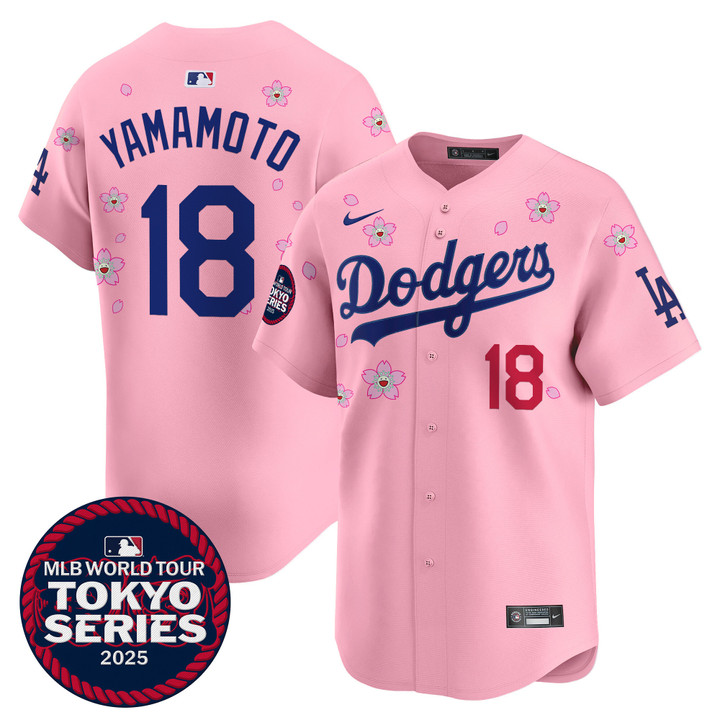 LA Dodgers Tokyo Series 2025 Vapor Premier Limited Jersey - Stitched Cherry Blossom Yamamoto