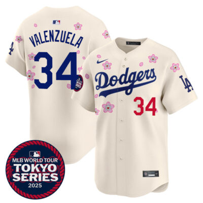 LA Dodgers Tokyo Series 2025 Vapor Premier Limited Jersey - Stitched Cream Fernando Valenzuela