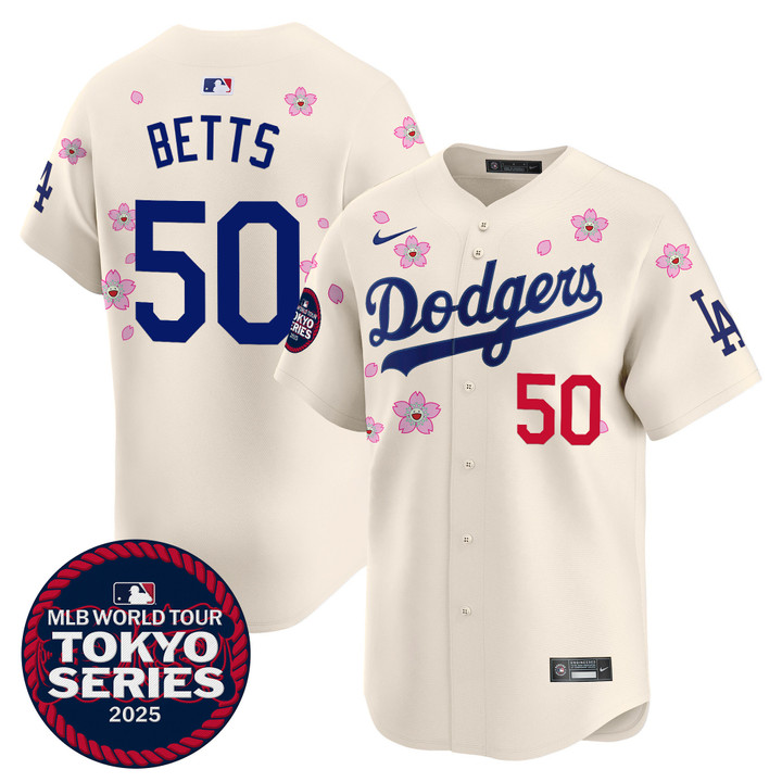 LA Dodgers Tokyo Series 2025 Vapor Premier Limited Jersey - Stitched Cream Mookie Betts