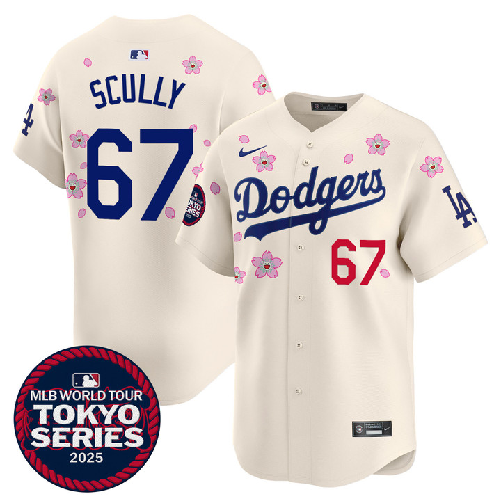 LA Dodgers Tokyo Series 2025 Vapor Premier Limited Jersey - Stitched Cream Vin Scully