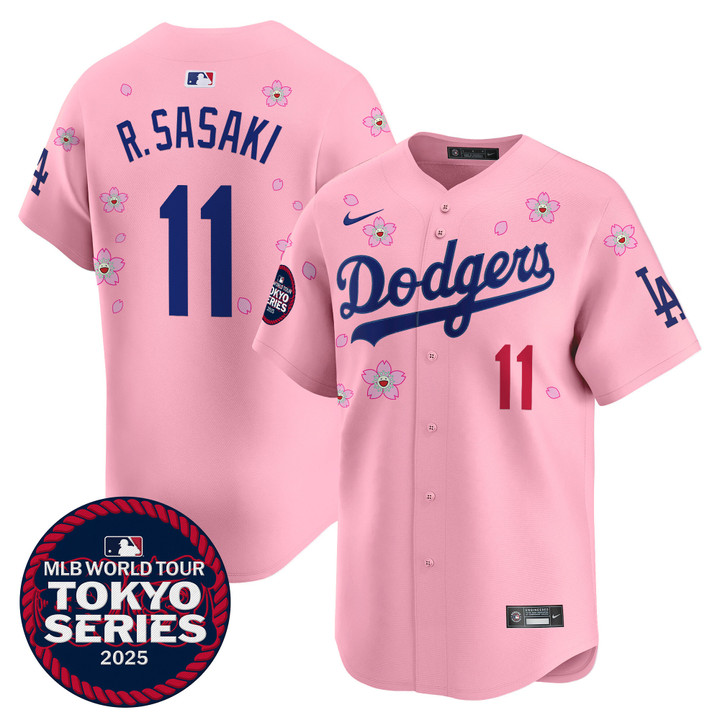 LA Dodgers Tokyo Series 2025 Vapor Premier Limited Jersey V2 - Stitched Cherry Blossom Roki Sasaki