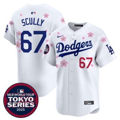 LA Dodgers Tokyo Series 2025 Vapor Premier Limited Jersey V2 - Stitched White Vin Scully