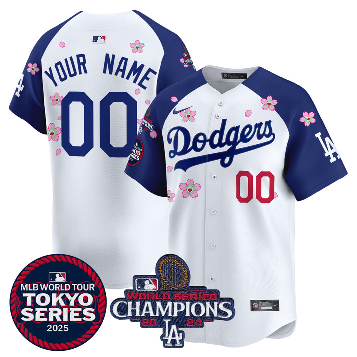LA Dodgers Tokyo Series 2025 World Series Champions Patch Vapor Premier Limited Custom Jersey - Stitched Alternate