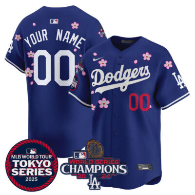 LA Dodgers Tokyo Series 2025 World Series Champions Patch Vapor Premier Limited Custom Jersey - Stitched Royal