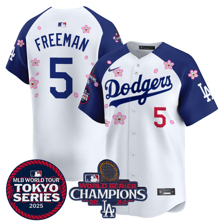 LA Dodgers Tokyo Series 2025 World Series Champions Patch Vapor Premier Limited Jersey - Stitched Alternate Freddie Freeman