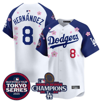 LA Dodgers Tokyo Series 2025 World Series Champions Patch Vapor Premier Limited Jersey - Stitched Alternate Kike Hernandez