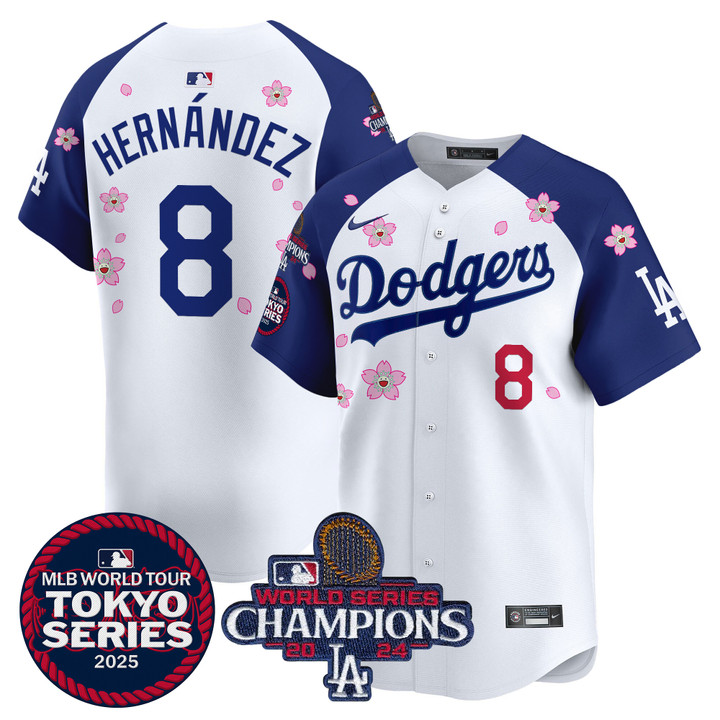 LA Dodgers Tokyo Series 2025 World Series Champions Patch Vapor Premier Limited Jersey - Stitched Alternate Kike Hernandez