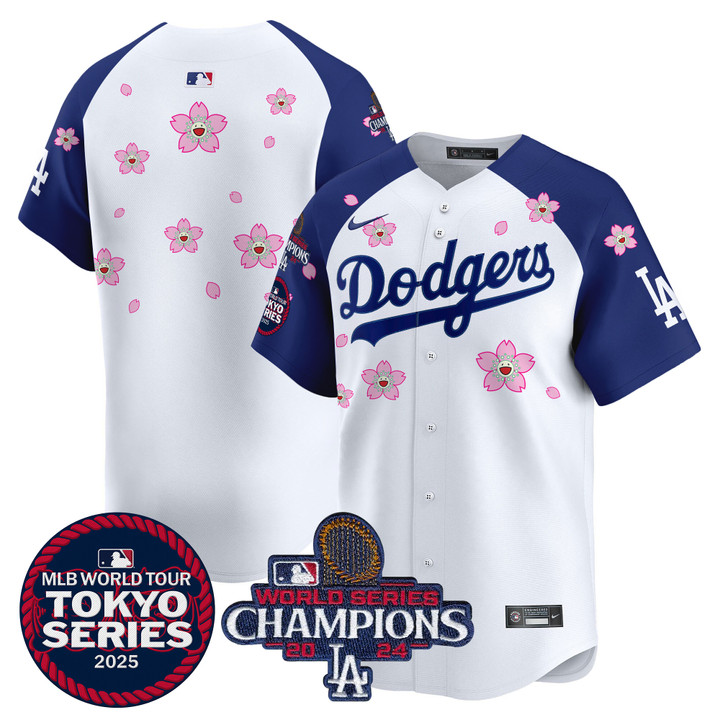LA Dodgers Tokyo Series 2025 World Series Champions Patch Vapor Premier Limited Jersey - Stitched Alternate Team