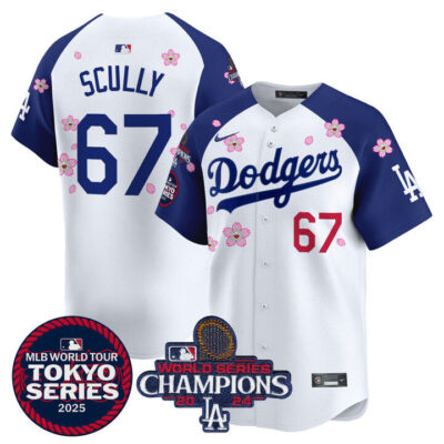 LA Dodgers Tokyo Series 2025 World Series Champions Patch Vapor Premier Limited Jersey - Stitched Alternate Vin Scully