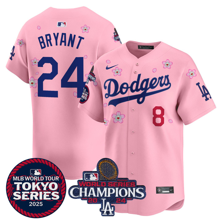 LA Dodgers Tokyo Series 2025 World Series Champions Patch Vapor Premier Limited Jersey - Stitched Cherry Blossom Kobe Bryant