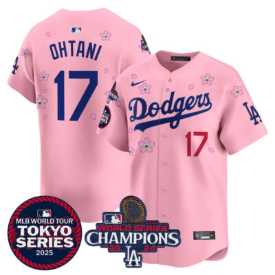 LA Dodgers Tokyo Series 2025 World Series Champions Patch Vapor Premier Limited Jersey - Stitched Cherry Blossom Shohei Ohtani