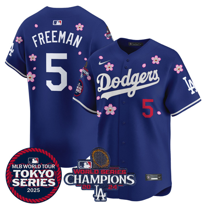 LA Dodgers Tokyo Series 2025 World Series Champions Patch Vapor Premier Limited Jersey - Stitched Royal Freddie Freeman