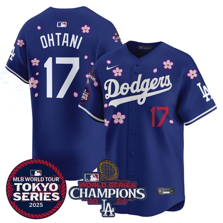 LA Dodgers Tokyo Series 2025 World Series Champions Patch Vapor Premier Limited Jersey - Stitched Royal Shohei Ohtani