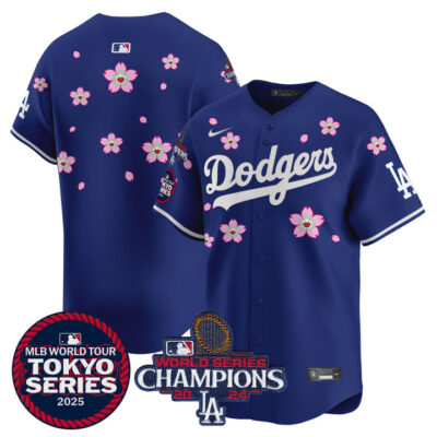 LA Dodgers Tokyo Series 2025 World Series Champions Patch Vapor Premier Limited Jersey - Stitched Royal Team