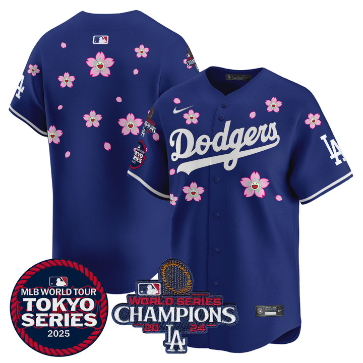 LA Dodgers Tokyo Series 2025 World Series Champions Patch Vapor Premier Limited Jersey - Stitched Royal Team