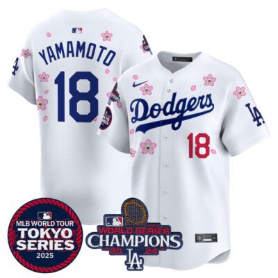 LA Dodgers Tokyo Series 2025 World Series Champions Patch Vapor Premier Limited Jersey - Stitched White Yamamoto
