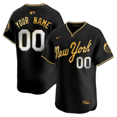 New York Mets 2025 Road Alternate Custom Jersey - Black Gold
