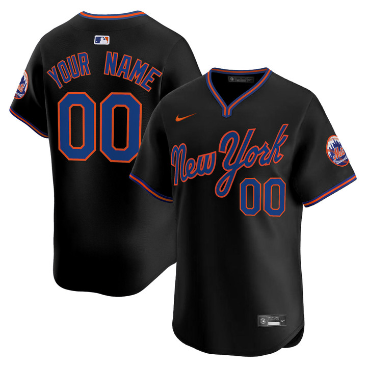 New York Mets 2025 Road Alternate Custom Jersey - Black