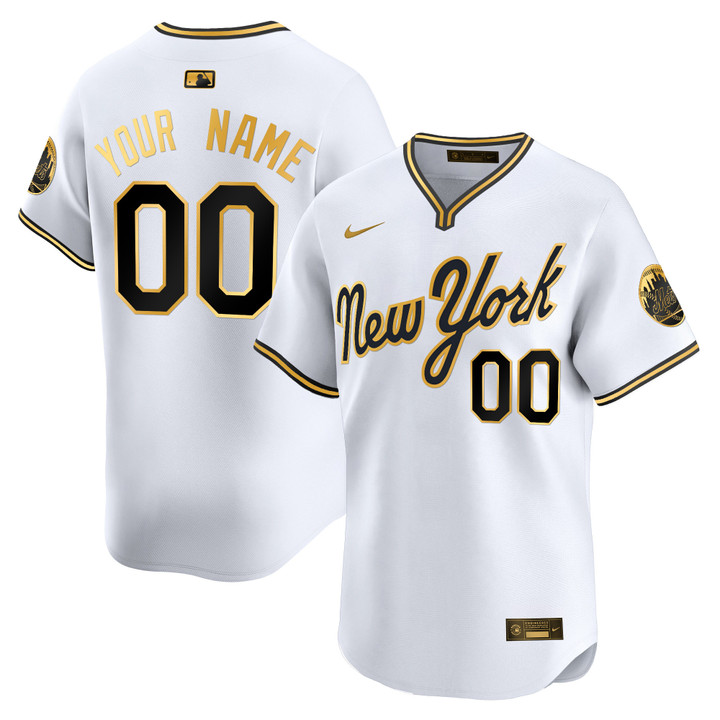 New York Mets 2025 Road Alternate Custom Jersey - White Gold