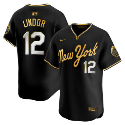 New York Mets 2025 Road Alternate Jersey - Black Gold Francisco Lindor