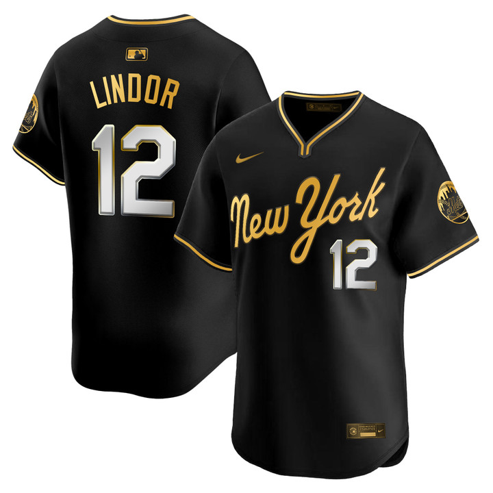 New York Mets 2025 Road Alternate Jersey - Black Gold Francisco Lindor