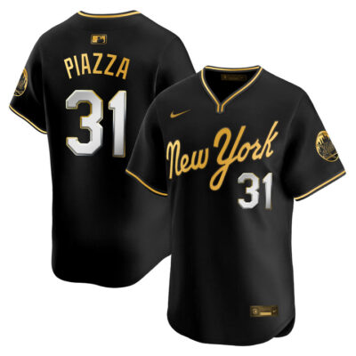 New York Mets 2025 Road Alternate Jersey - Black Gold Mike Piazza