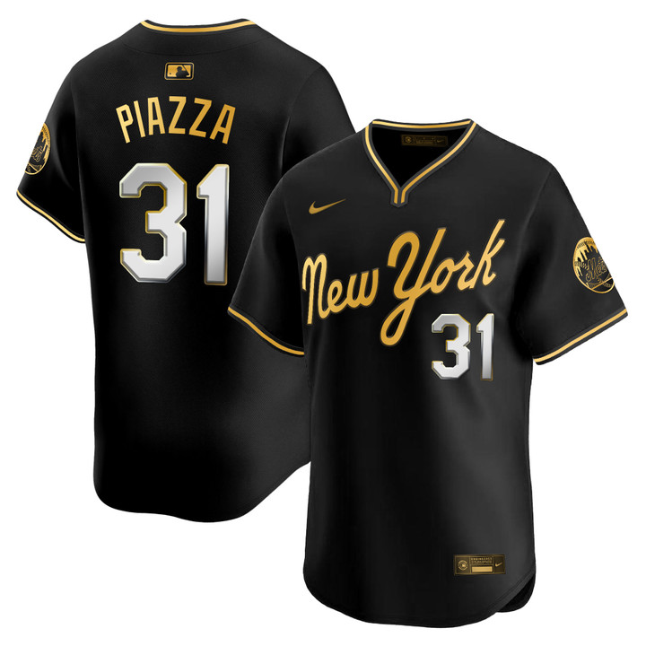 New York Mets 2025 Road Alternate Jersey - Black Gold Mike Piazza