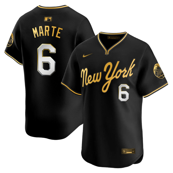 New York Mets 2025 Road Alternate Jersey - Black Gold Starling Marte