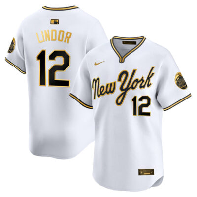 New York Mets 2025 Road Alternate Jersey - White Gold Francisco Lindor