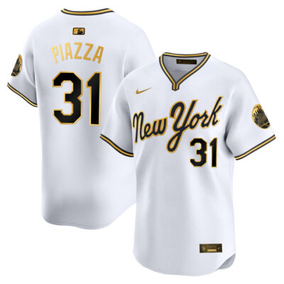 New York Mets 2025 Road Alternate Jersey - White Gold Mike Piazza
