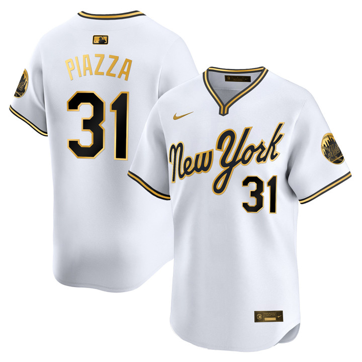 New York Mets 2025 Road Alternate Jersey - White Gold Mike Piazza