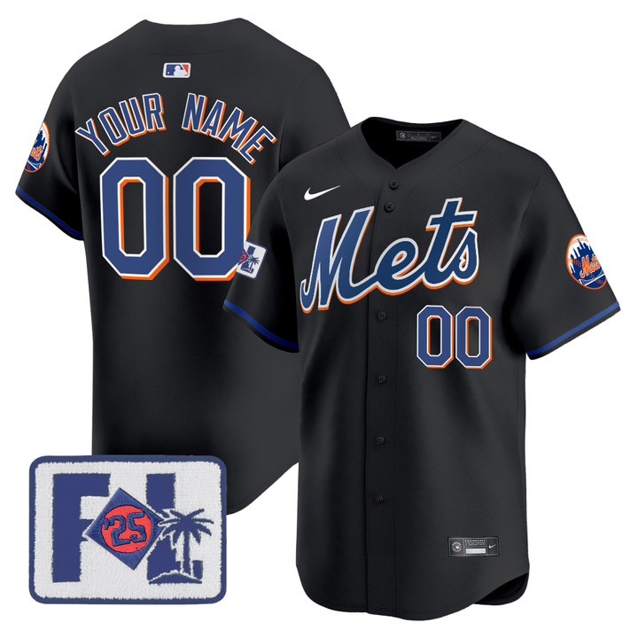 New York Mets 2025 Spring Training Patch Vapor Premier Limited Custom Jersey - Black