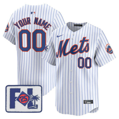 New York Mets 2025 Spring Training Patch Vapor Premier Limited Custom Jersey - White
