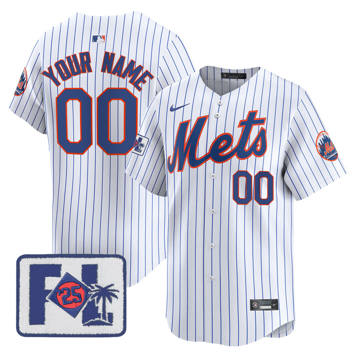 New York Mets 2025 Spring Training Patch Vapor Premier Limited Custom Jersey - White