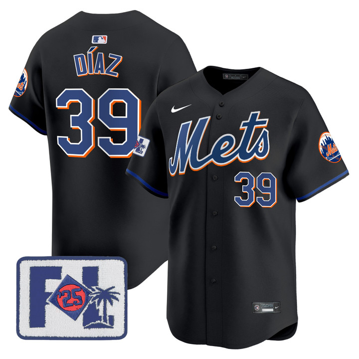 New York Mets 2025 Spring Training Patch Vapor Premier Limited Jersey - Black Edwin Diaz