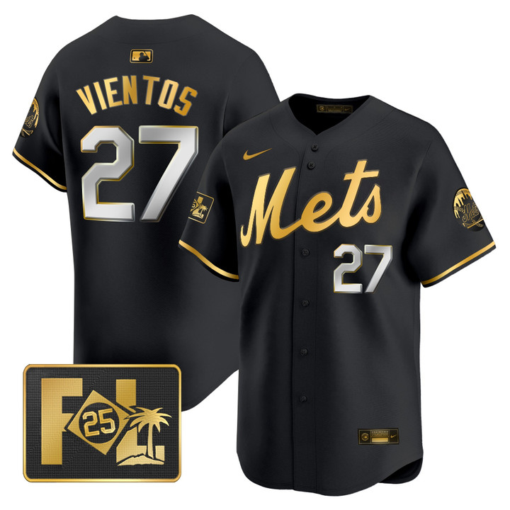 New York Mets 2025 Spring Training Patch Vapor Premier Limited Jersey - Black Gold Mark Vientos