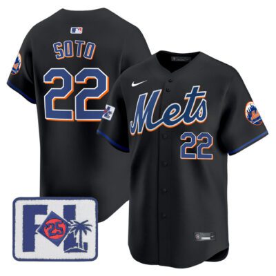 New York Mets 2025 Spring Training Patch Vapor Premier Limited Jersey - Black Juan Soto