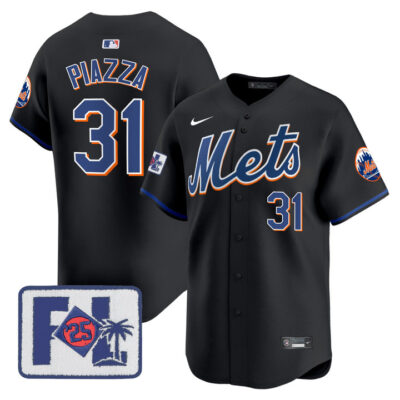 New York Mets 2025 Spring Training Patch Vapor Premier Limited Jersey - Black Mike Piazza