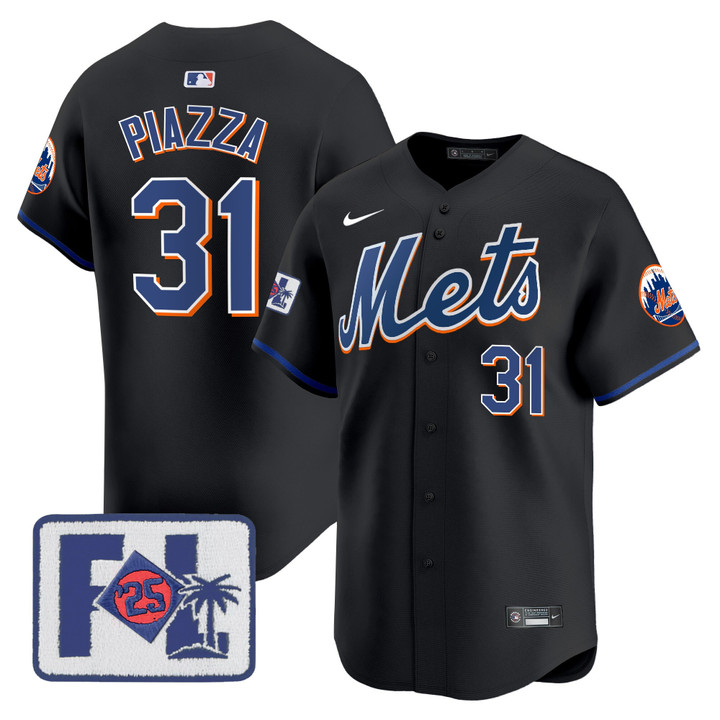 New York Mets 2025 Spring Training Patch Vapor Premier Limited Jersey - Black Mike Piazza