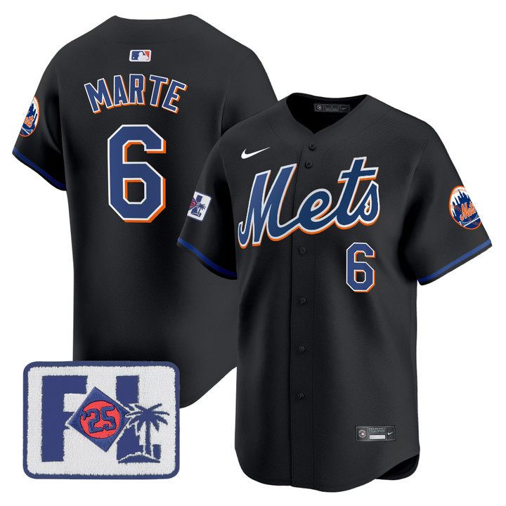 New York Mets 2025 Spring Training Patch Vapor Premier Limited Jersey - Black Starling Marte