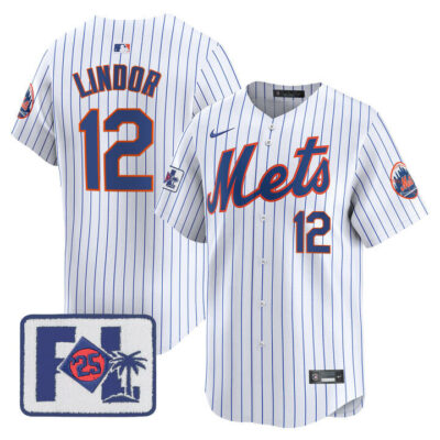 New York Mets 2025 Spring Training Patch Vapor Premier Limited Jersey - White Francisco Lindor