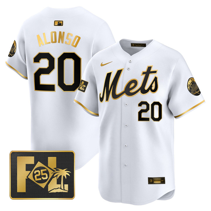 New York Mets 2025 Spring Training Patch Vapor Premier Limited Jersey - White Gold Pete Alonso