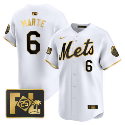 New York Mets 2025 Spring Training Patch Vapor Premier Limited Jersey - White Gold Starling Marte