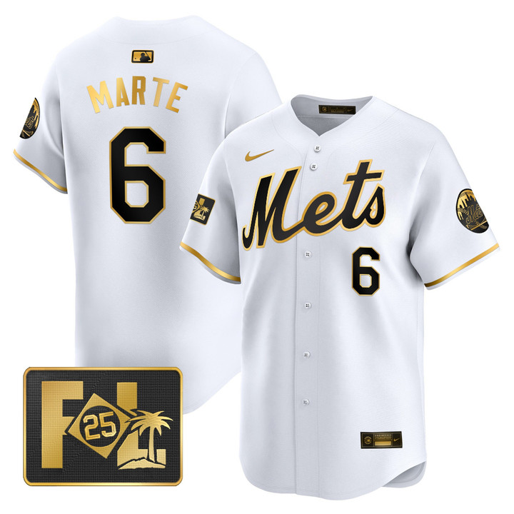 New York Mets 2025 Spring Training Patch Vapor Premier Limited Jersey - White Gold Starling Marte