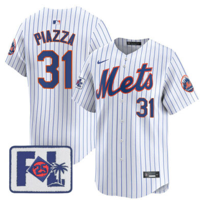 New York Mets 2025 Spring Training Patch Vapor Premier Limited Jersey - White Mike Piazza
