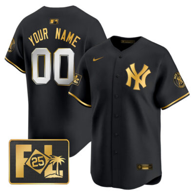 New York Yankees 2025 Spring Training Patch Vapor Premier Limited Custom Jersey - Black Gold