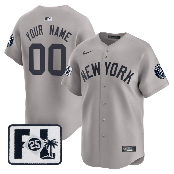 New York Yankees 2025 Spring Training Patch Vapor Premier Limited Custom Jersey - Gray