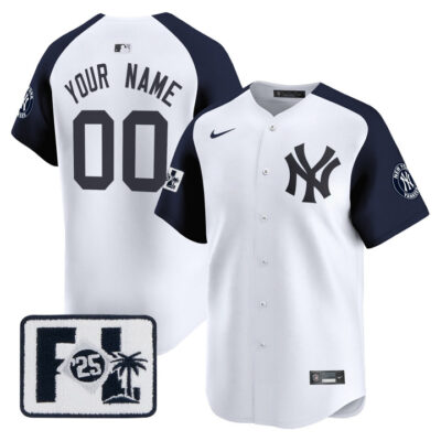 New York Yankees 2025 Spring Training Patch Vapor Premier Limited Custom Jersey - White Alternate