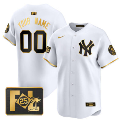 New York Yankees 2025 Spring Training Patch Vapor Premier Limited Custom Jersey - White Gold
