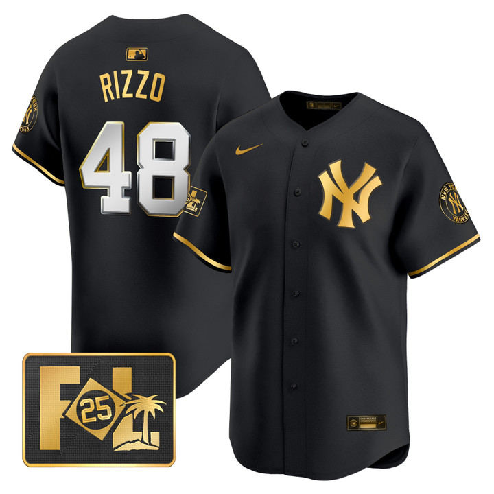 New York Yankees 2025 Spring Training Patch Vapor Premier Limited Jersey - Black Gold Anthony Rizzo